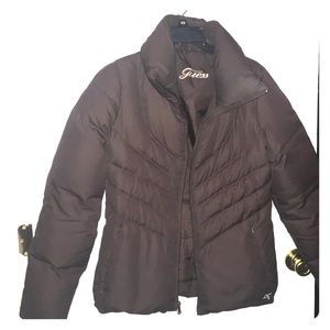 Guess Brown Winter Puffer Coat Size M